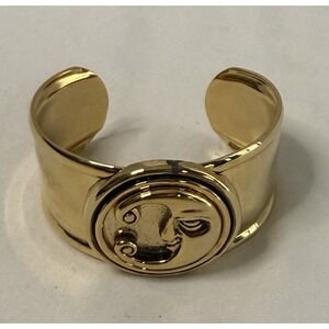 Crescent Moon Cuff Bracelet Gold Tone Lunar Anthropomorphic Classic Celestial